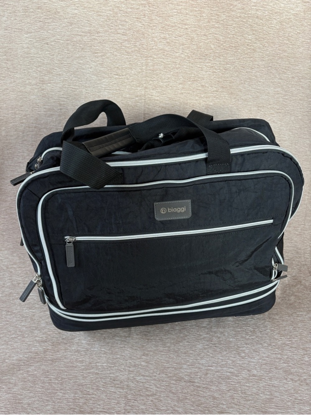 Biaggi Zipsak Expandable Travel Luggage Black with Silver Accent & Zippers